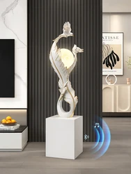 Home Decor 115CM Luminous Feather Statue Large Floor Decoration Nordic Style Living Room Sculpture Ornaments Housewarming Gifts