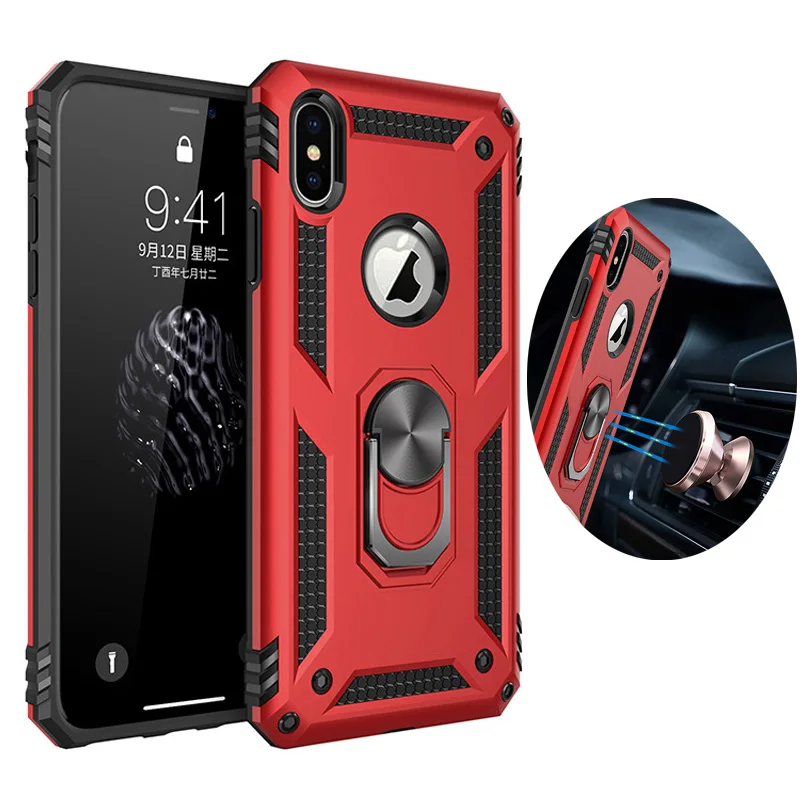 Casing untuk P40 Lite 5G Armor Kasar Militer Tahan Benturan Magnet Penutup Cincin Penyangga Mobil untuk Casing Huawei P 40 Lite 5G