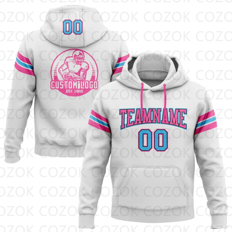 Customized Hoodies White Pink Colour Jersey 3D Printed  Unisex Pullovers Hoodie Casual Sweatshirts