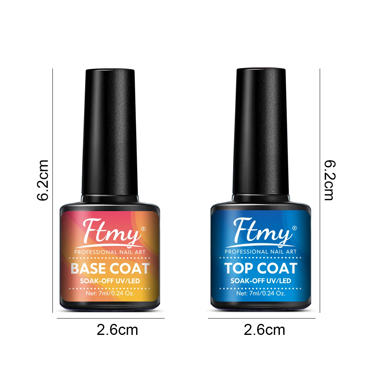 مجموعة طلاء أظافر جل مكونة من قطعتين - معطف أساسي بوزن 0.24 أونصة، معاطف علوية غير لامعة وغير لامعة، لمسة نهائية عالية اللمعان تدوم طويلاً، جل غير معطر خالي من الرصاص،