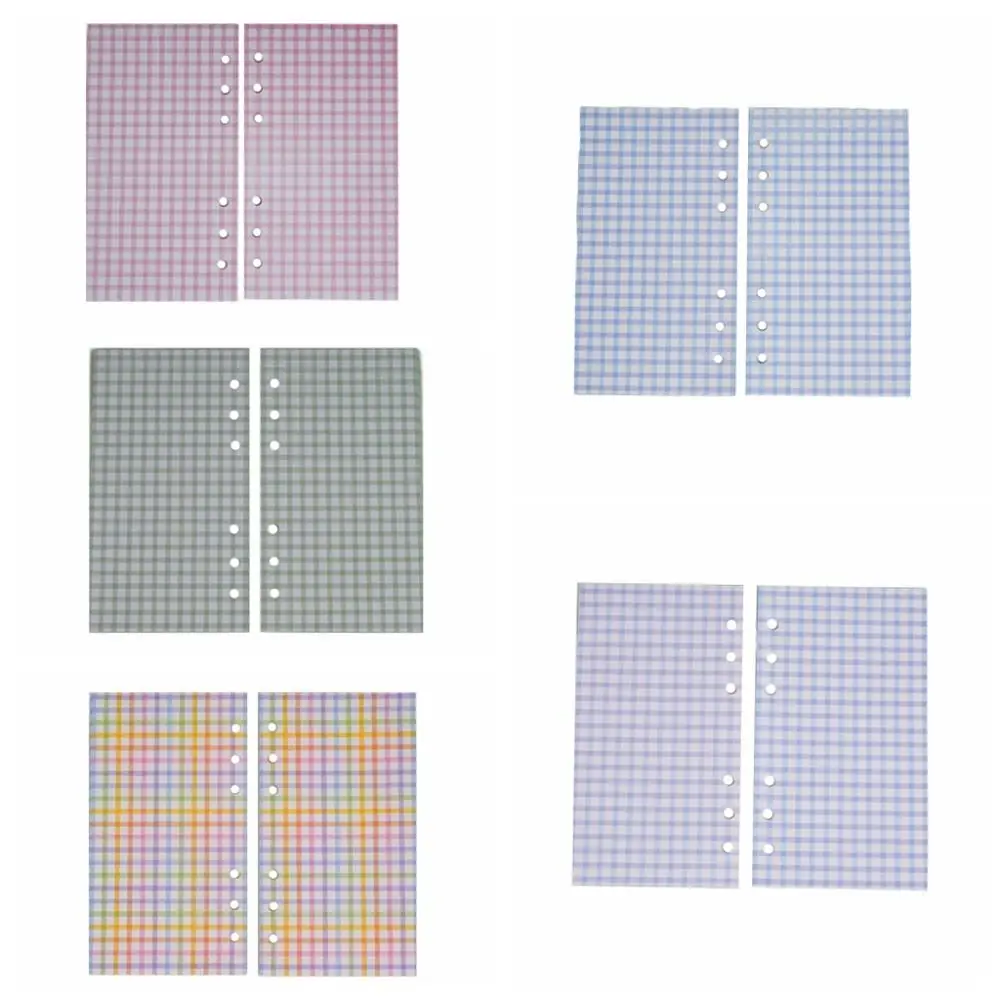 40Sheets A6 Inside Loose Leaf Refill Paper Colourful Line Grid Plaid Inner Refill Spiral Binder Paper Notebook Separator Paper
