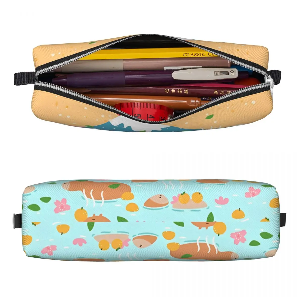 Japanese Capybara Hot Spring Pencil Cases Cute Pen Holder Bag Kids Big Capacity Students School Gifts Pencilcases