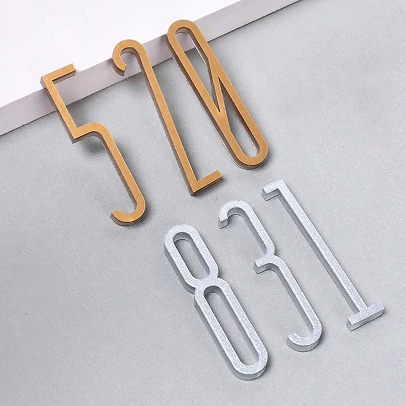 1PC 10x2.1cm Acrylic House Apartment Number Self Adhesive Number Signs On The Door Home Hotel Office Flat Number Plates Decor