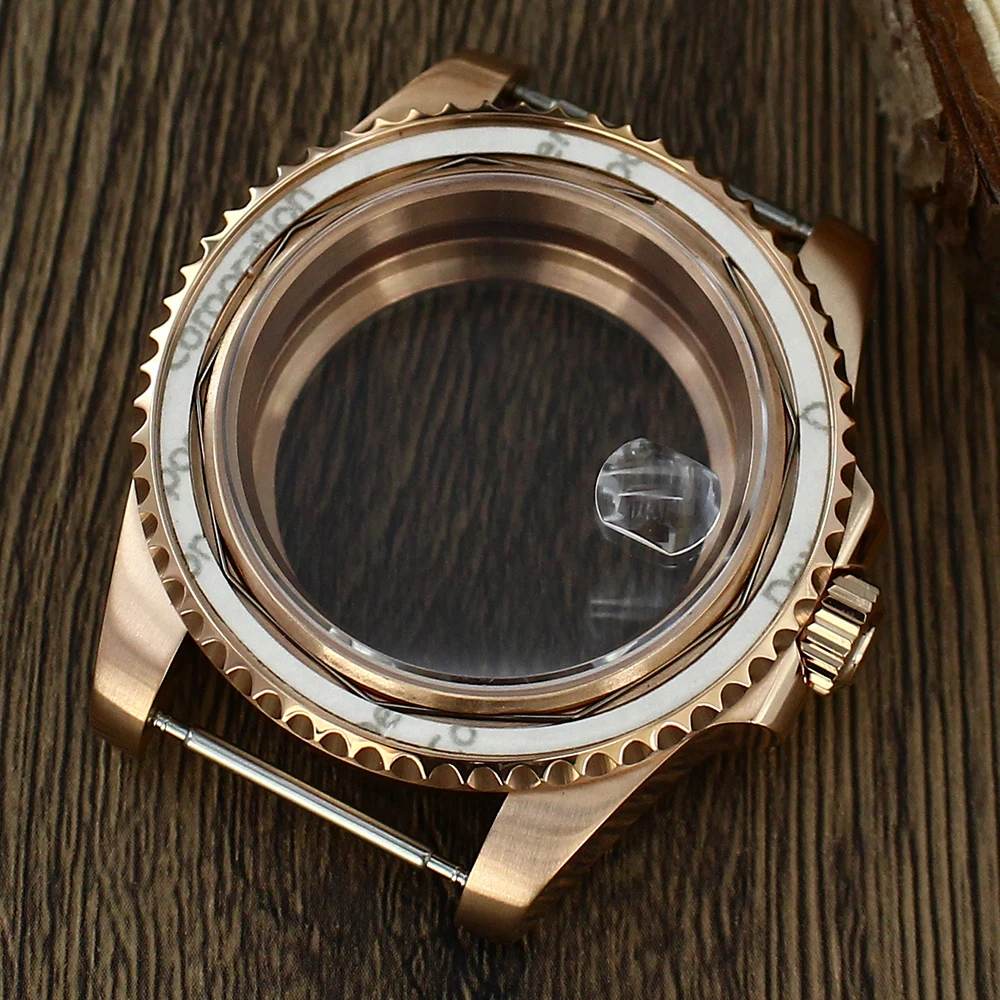 

40mm Rose Gold NH35 Watch Case Sapphire Crystal mod parts for SUB Yacht GMT NH34 NH35 NH36 8215 2824 PT5000 Fit 38X30.6mm bezel