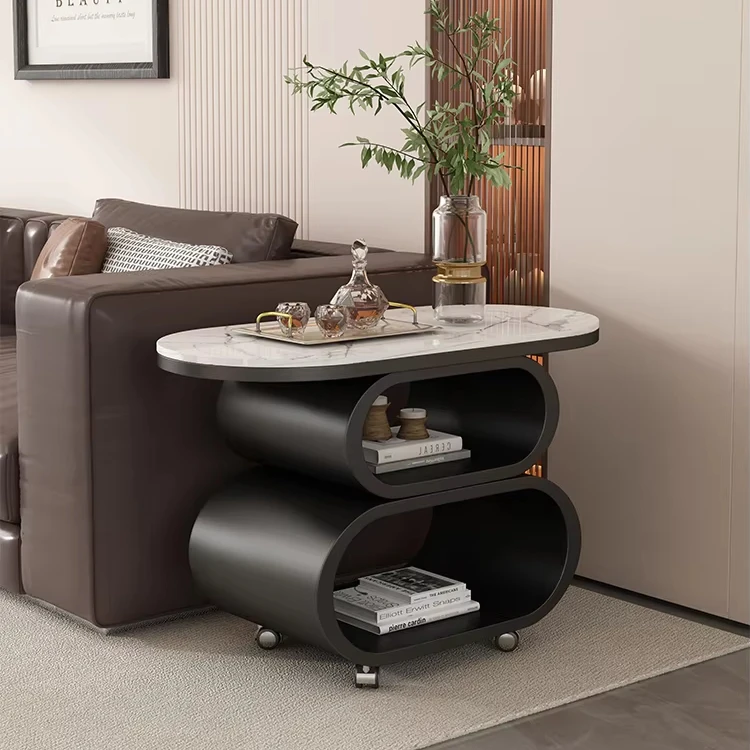 Luxury slate side table Light removable coffee table, simple console corner table with a sense of luxury