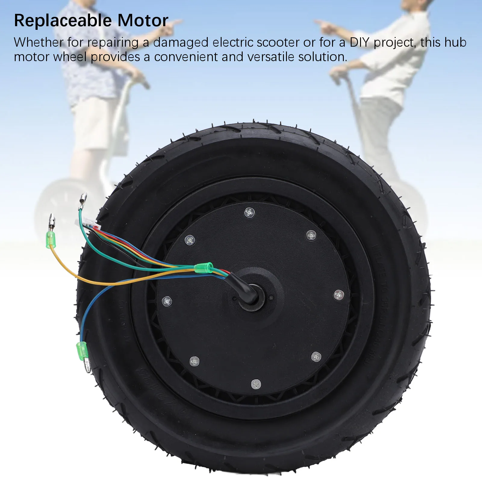 

10 Inch Scooter Brushless Hub Motor Rubber Aluminum Durable Shock Absorbing DC Motor Wheel for Electric Self Balancing Scooter