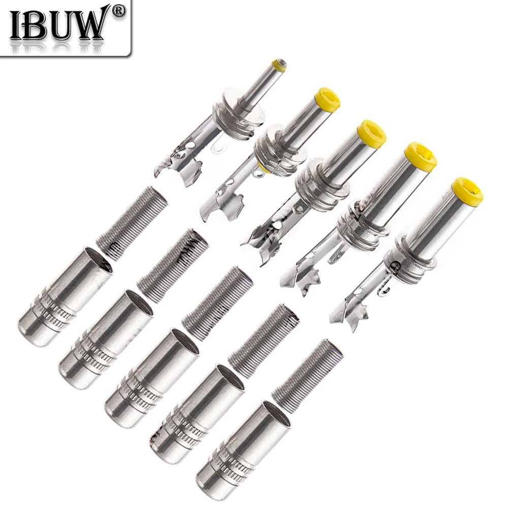 5PCS 5.5*2.1mm 5.5X2.5MM 4.8*1.7mm 4.0*1.7 2.5*0.7mm DC Power Jack Male Plug Metal Connector Adapter With Yellow Head  2.5*0.7mm