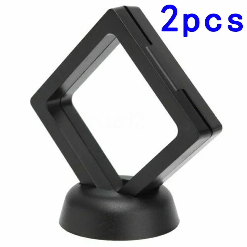 2pcs Coin Frame Penny 90*90mm Decoration Black Plastic 3D Floating Display Holder Box Case Collection Protection