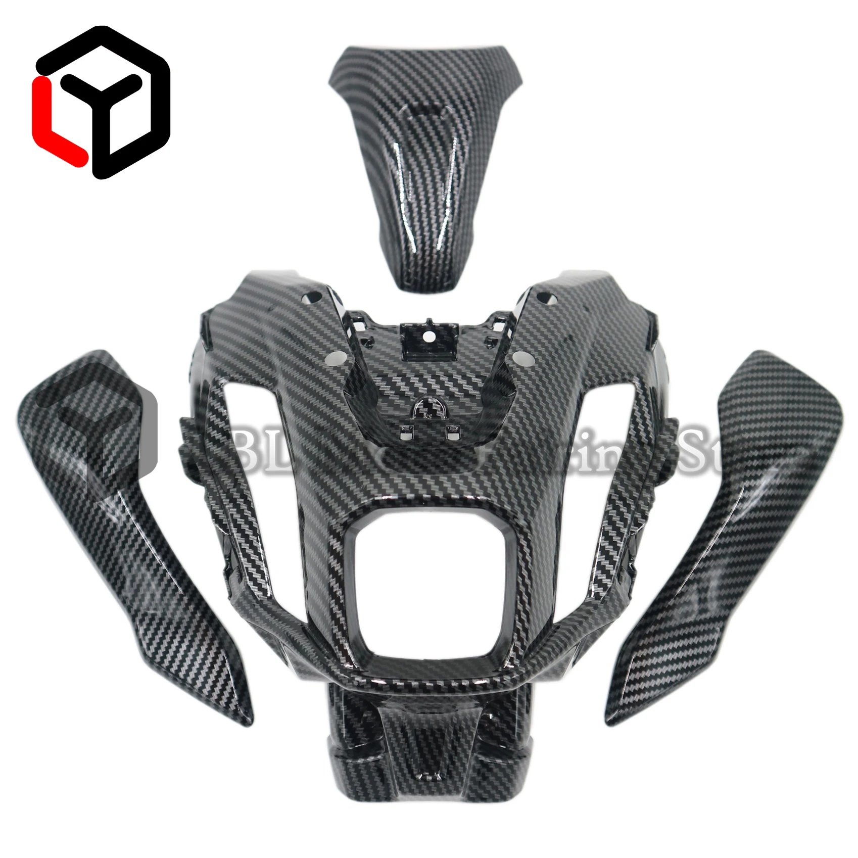 Headlight fairing Carbon Fiber Painted Look Upper nasal mask front steering signal bracket Fit For YAMAHA MT-07 2021 2022 2023