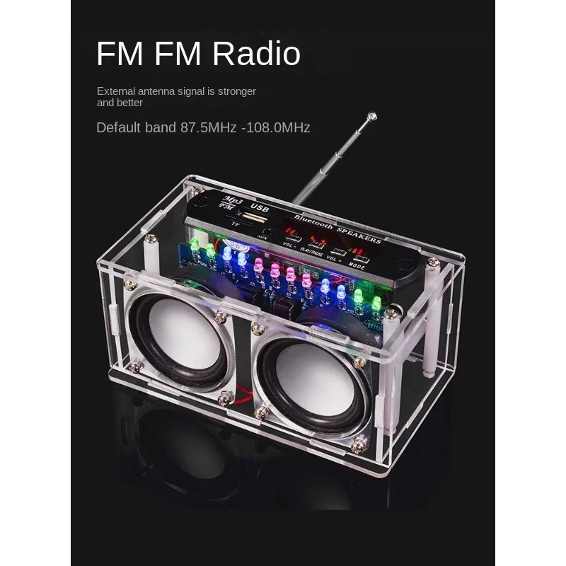 Radio Audio DIY Kit Amplifier Bluetooth Speaker with Spectrum FM FM Electronic Production Welding Practice