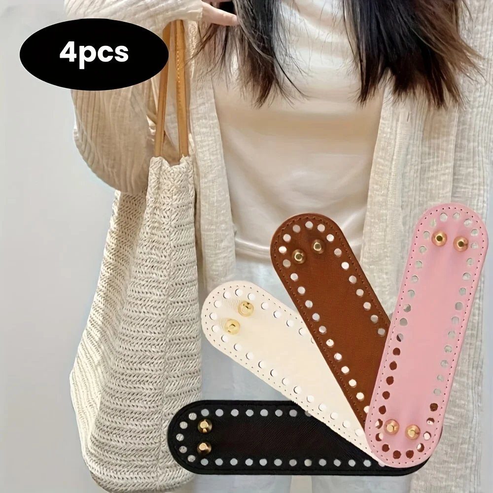 4Pcs PU Leather Base Handmade Bag Bottom for Hook Diy Women Purse Handbag Knitting crochet Bags Accessories Parts