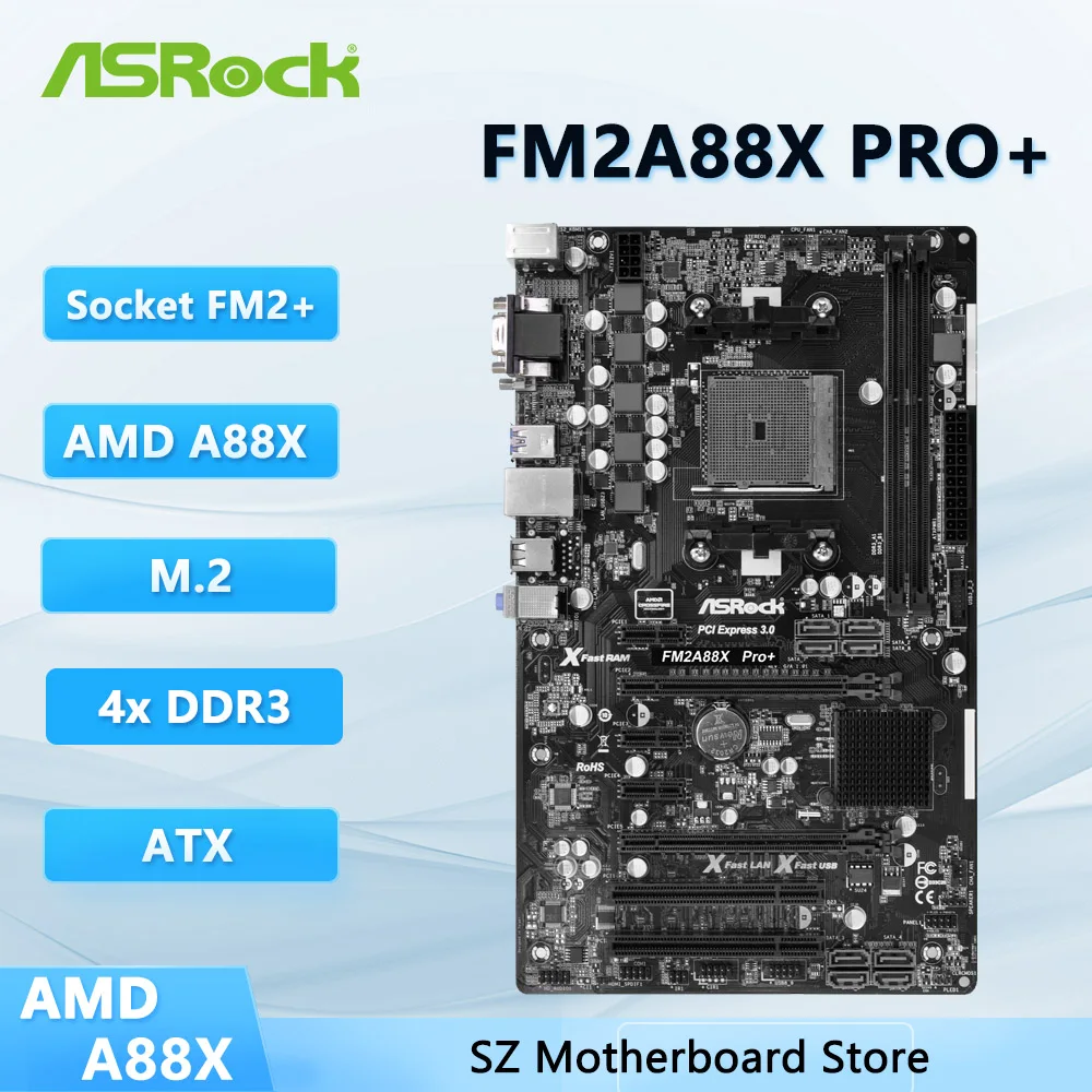 Placa-mãe Asrock FM2A88X PRO+ Socket FM2+ AMD A88X suporta CPUs 10 787 A10 679 A4 632 X4 840 DDR3 32GB SATA3 USB 3.1 ATX