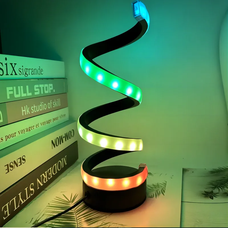 RGB Color Table Lamps for Living Room,Modern Spiral Dimmable LED Table Lamp, Nightstand Lamp for Bedroom Office Home