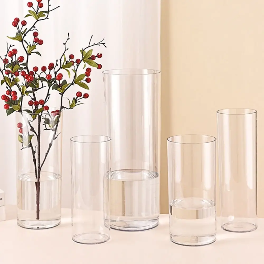 Hydroponic Plants Acrylic Cylinder Vase Shatterproof Candles Tall Rustic Clear Vases Fresh Flowers Durable Decorative Bottles
