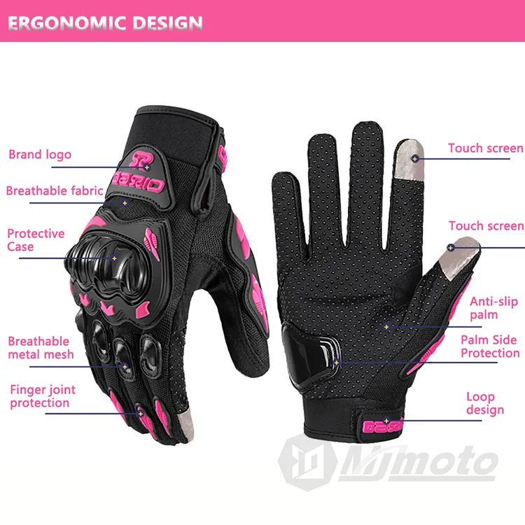 Sommer Dame Rosa Motorrad Handschuhe Frauen Atmungsaktive Motorrad Reiten Handschuhe Anti-herbst Touch Funktion Motocross Moto Biker Handschuhe – Detail 7