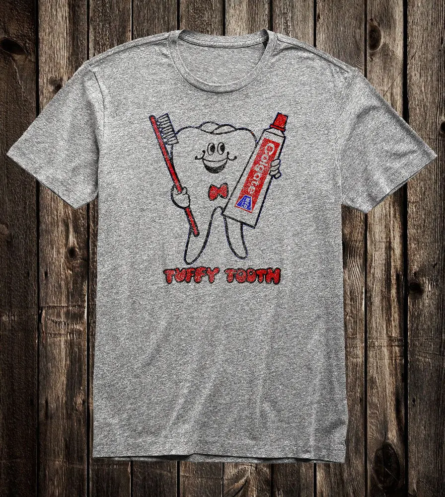 Retro Ad Tee T Shirt 60's 50's Vtg Art Novelty Tuffy Tooth Colgate Toothpaste  High Quality 100%Cotton Short Sleeve