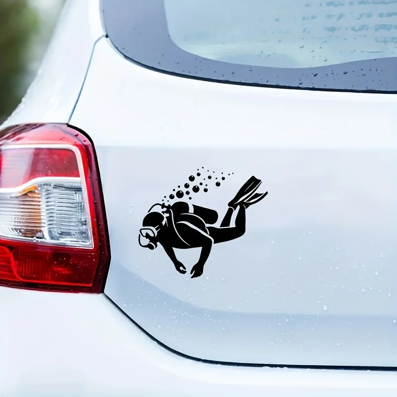 

Scuba Diver Waterproof Vinyl Sticker (1PC), Black & White Decal for Diving Enthusiasts, Ideal for Car, Boat & Outdoor Gear Decor