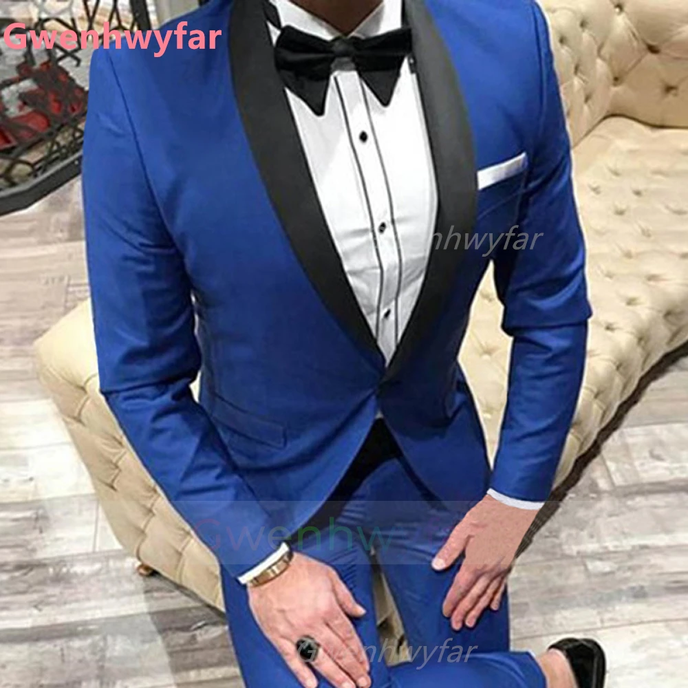 

Gwenhwyfar 2 Piece Men Suits for Wedding Groomsmen Tuxedos Shawl Lapel Slim Fit Male Clothing Blazer with Pants 2023 Homme Wed