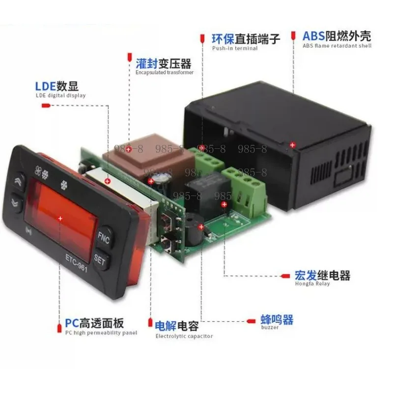 Small Size Temperature Control Thermostat With Dual Sensors, 220V Power Supply Temperature Regulator For Refrigerator Use