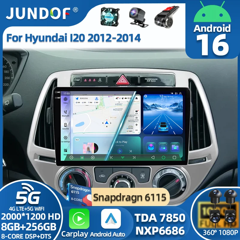 

Android 16 For Hyundai i20 2010 2011 2012 2013 2014 Multimedia Car Radio Player WIFi+4G DSP Touch Screen Carplay Auto