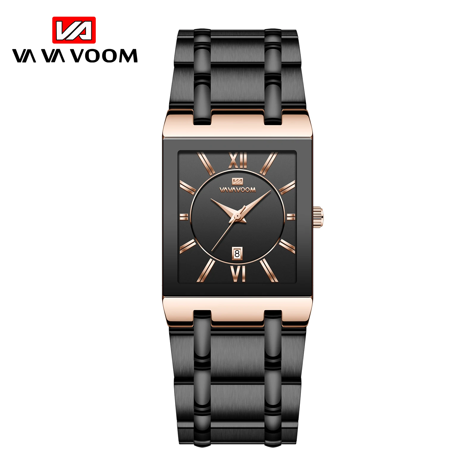 Fashion Va Voom Top Brand Relogio Masculino Watch Men Square Mens Luxury Golden Quartz Stainless Steel Waterproof Wrist Watches