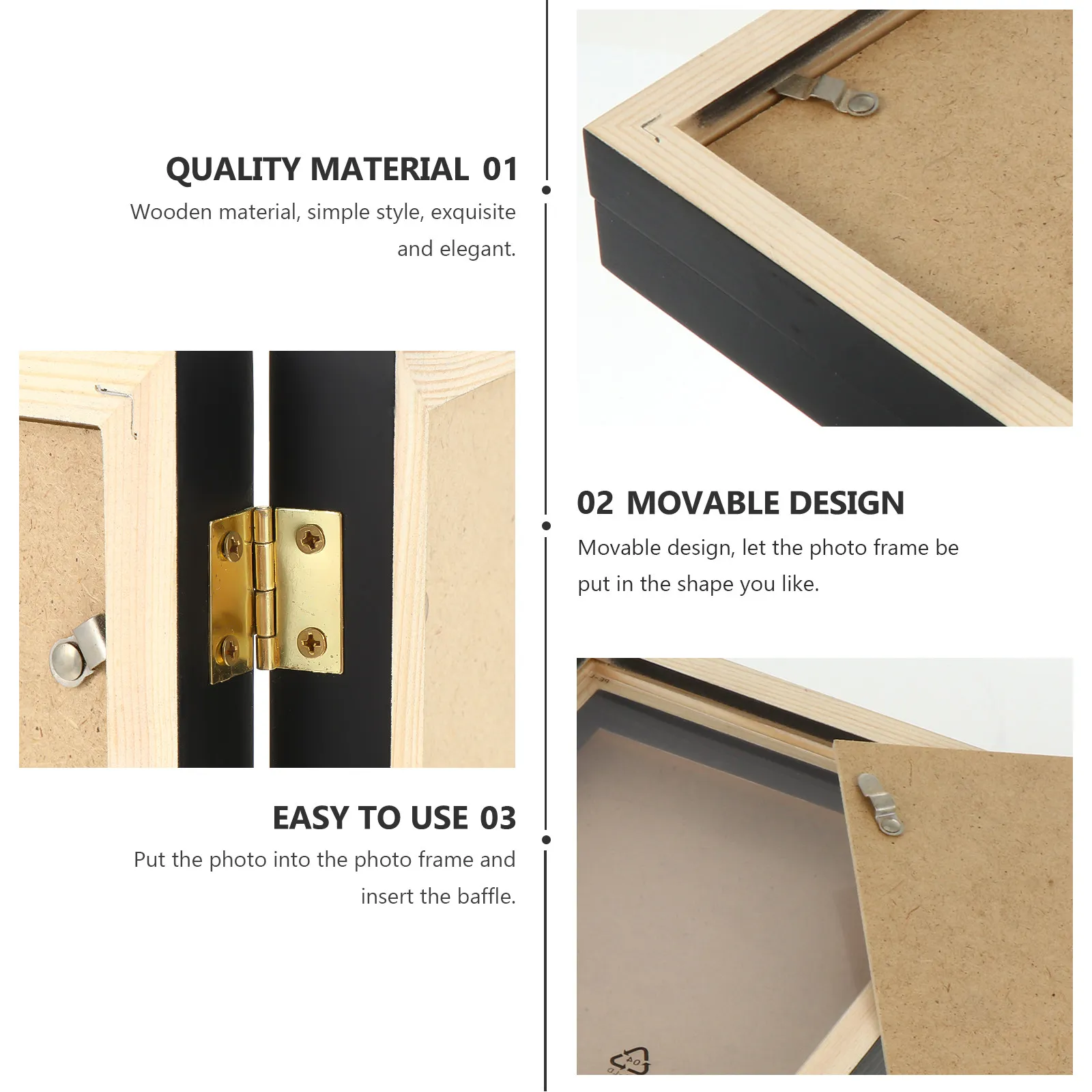 Exquisite Solid Wood Folding Photo Frame for Desktop Display
