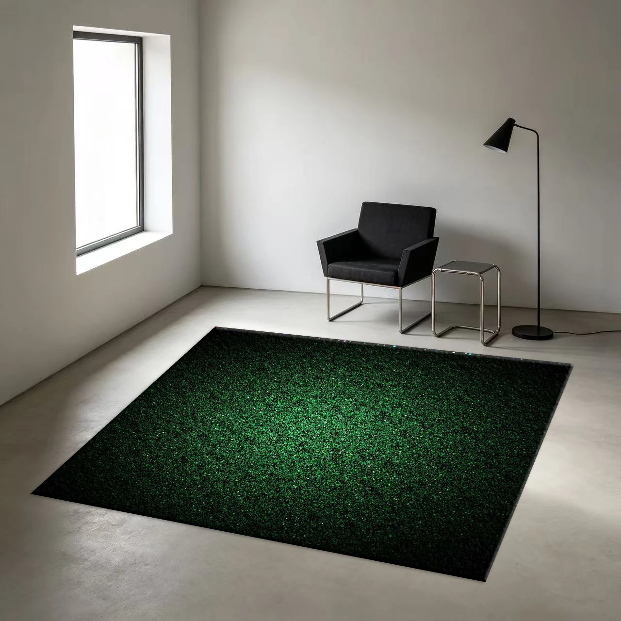 Dark Green Glitter Texture Carpet Modern Solid Color Carpet Suitable for Studio Living Room Indoor Floor Mat