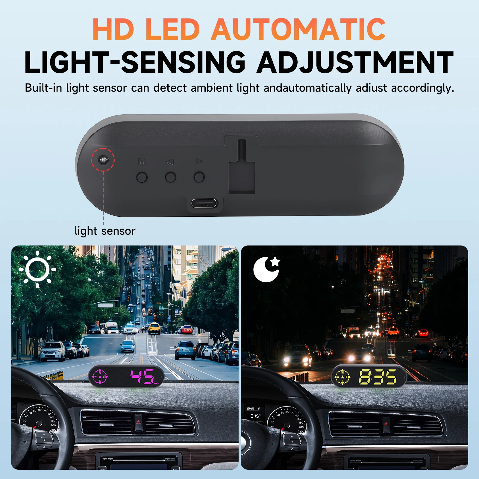Car Head up Display G29 GPS HUD Digital Speedometer LED Compass Clock Function Overspeed Alarm for Car Truck SUV RV Accessories