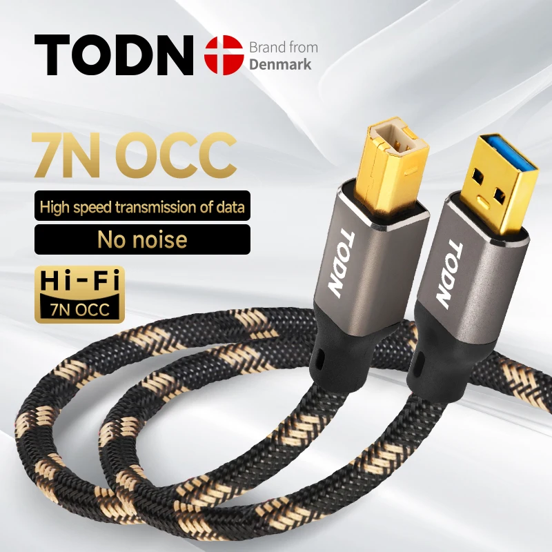 TODN Hifi USB DAC Kabel Hochwertiges 7N OCC Typ A zu Typ B Hifi-Daten-Audio-Digitalkabel für KVM