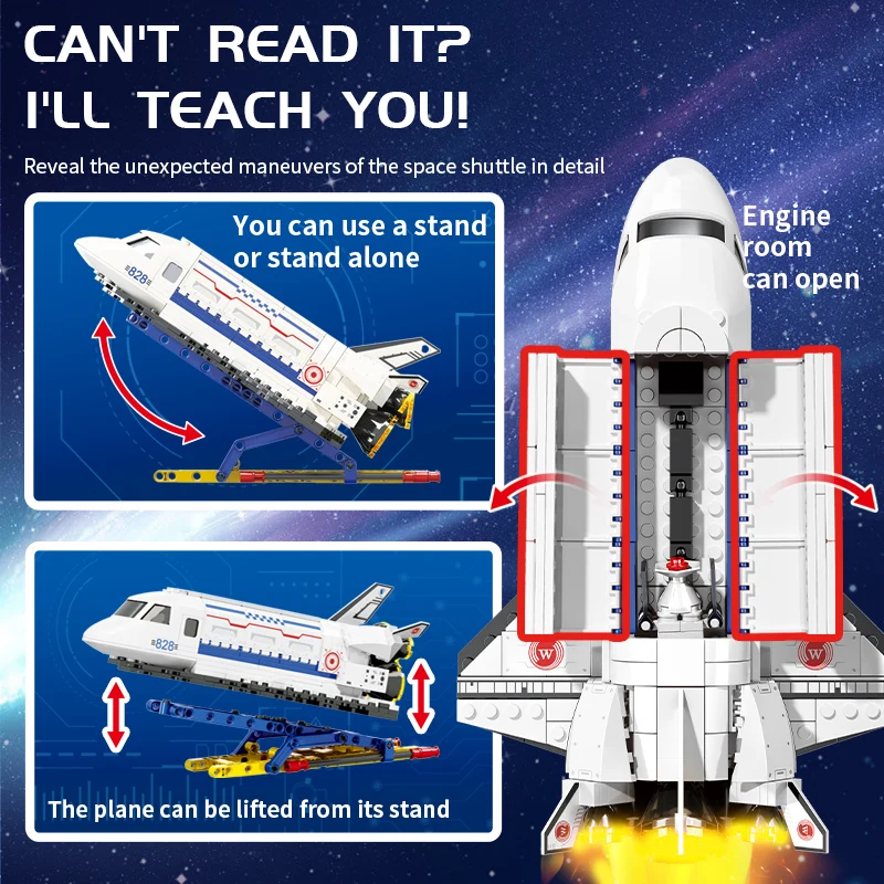 WOMA Aviation Spaceport Model Space Shuttle Rocket Launch Center Construction Building Blocks Spaceship Kids Bricks Creative