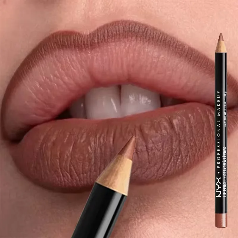 Slim Lip Pencil Nude Matte Creamy Lipstick Long-lasting Waterproof Plumping Lip Stain Natural Brown Lipliner Professional Makeup