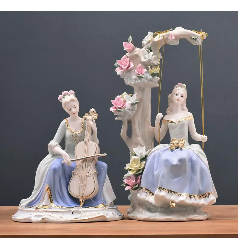 

European Classical Maid Ceramic Portrait Statue Desk Decoration Exquisite Porcelain Figurine Sculpture Vintage Home Decor