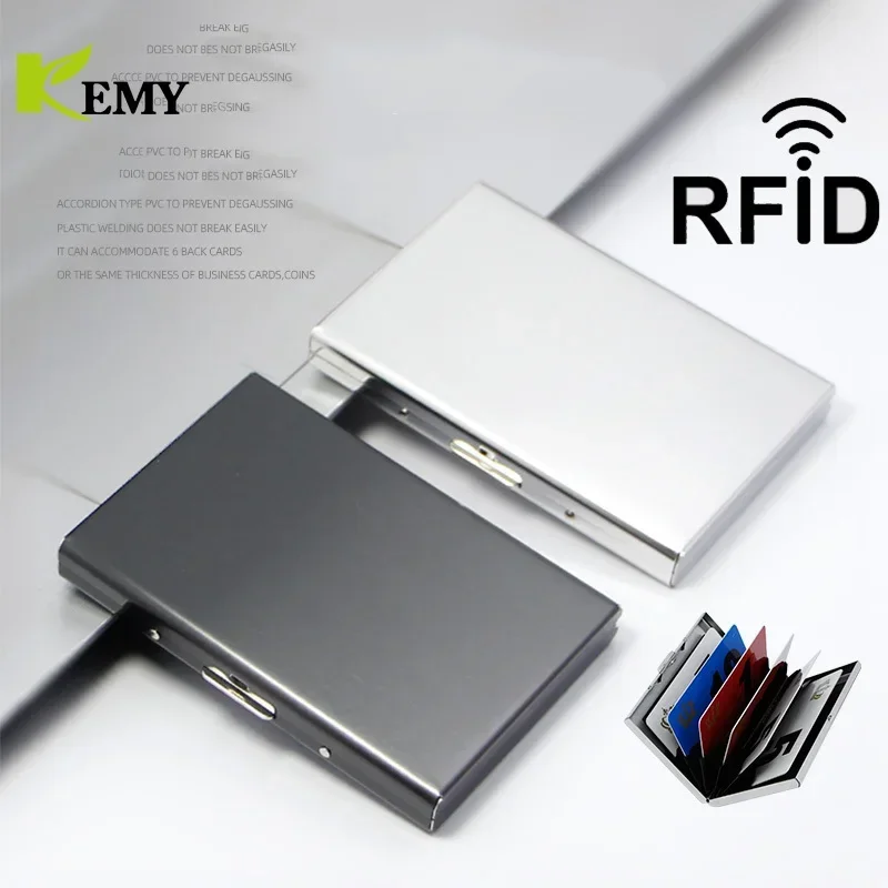 2025 NewFashion Aluminum RFID Blocking Wallet Antimagnetic Metal Cowhide Business Credit Card Holder Organizer for Men And Women