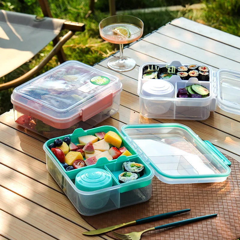 Fiambrera de doble capa, caja de oficina portátil sellada de doble capa, contenedores Bento para estudiantes y niños pequeños, caja de Picnic para ensalada al aire libre