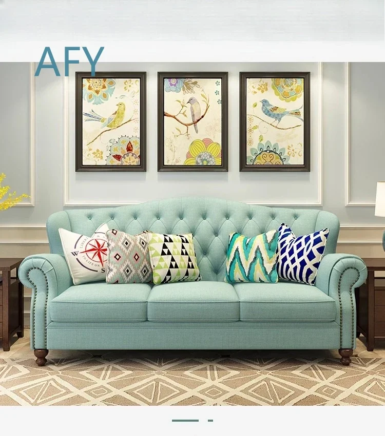 Premium Fabric Sofa for American Homes Pastoral Style Light Luxury Living Room Sofa Modern Comfortable Sectional Couch for