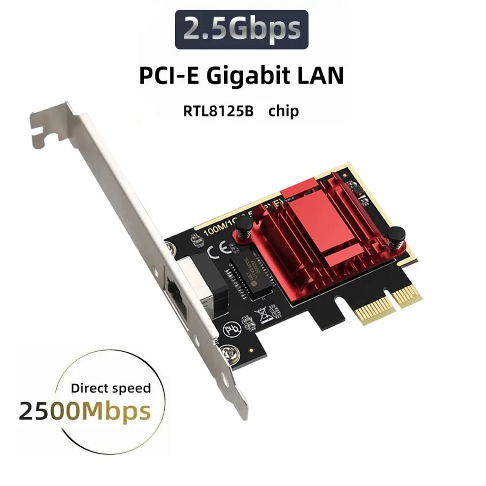 

Сетевая карта 2,5G PCI-E к RJ45, чип RTL8125, Gigabit Ethernet PCI Express, сетевая карта RJ45 LAN 2500 Мбит/с 2,5 Гбит/с для настольного ПК