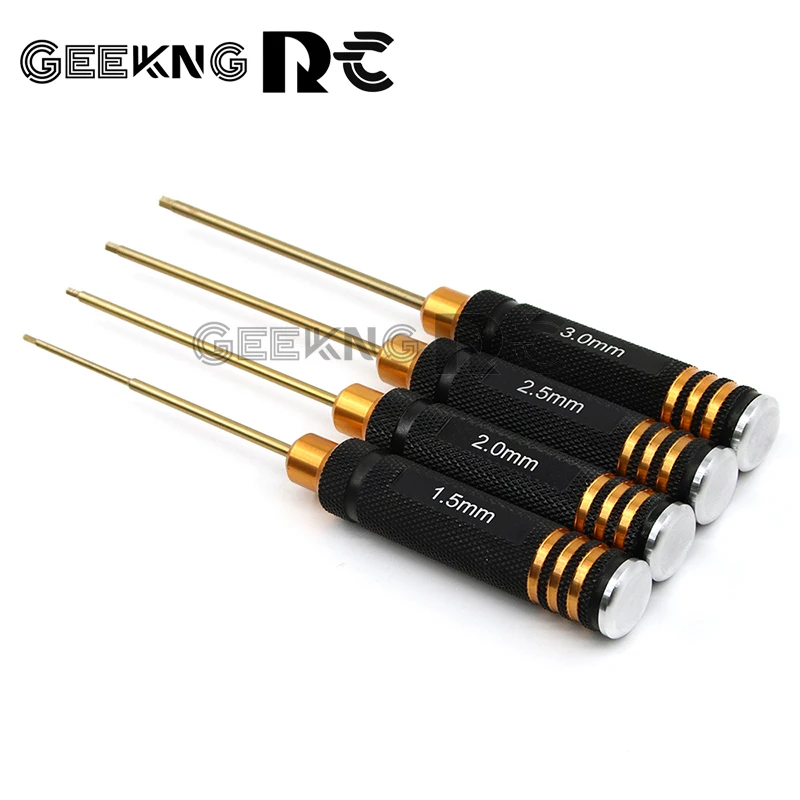 

4 Pcs/set Titanium Plating 1.5/2/2.5/3mm Hexagon Screwdriver Screw Driver Tool Kit for RC Model Car Boat Airplane