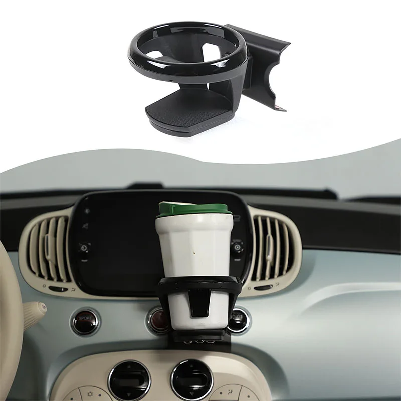 For Fiat 500 2016-2024 Black Car Center Console Cup Holder Drink Coffee Juice Bottle Rack Stand Auto Interior Accessories