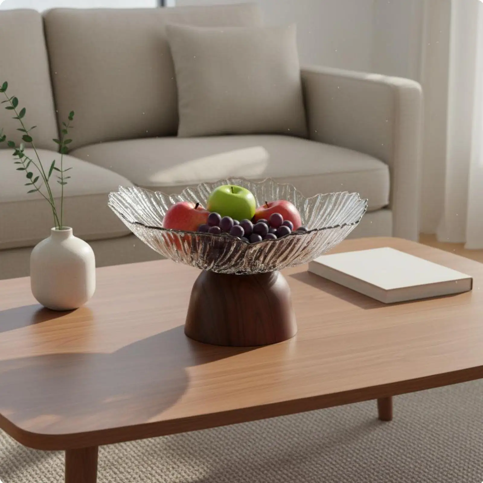 Industrial Tray Faux Wood Design High Stand Candy Nuts Bowl Durable Serving Plate for Dining Decor view 5