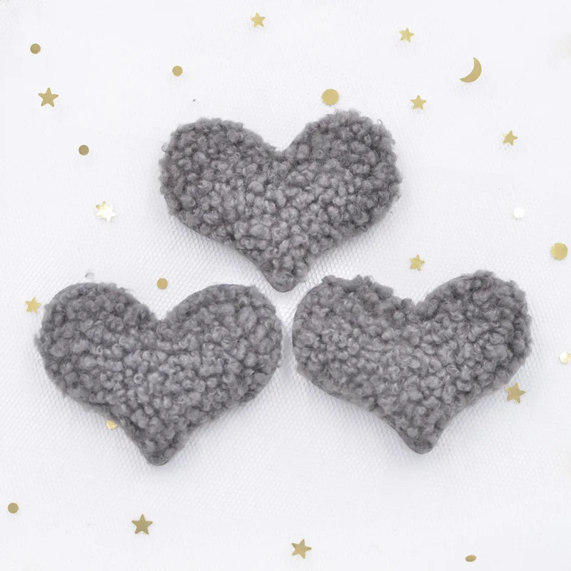 10Pcs Puffy Soft Teddy Plush Padded Patches Heart Appliques for DIY Clothes, Crafts, Hat, Bag, Woolen Gloves, Socks Ornament