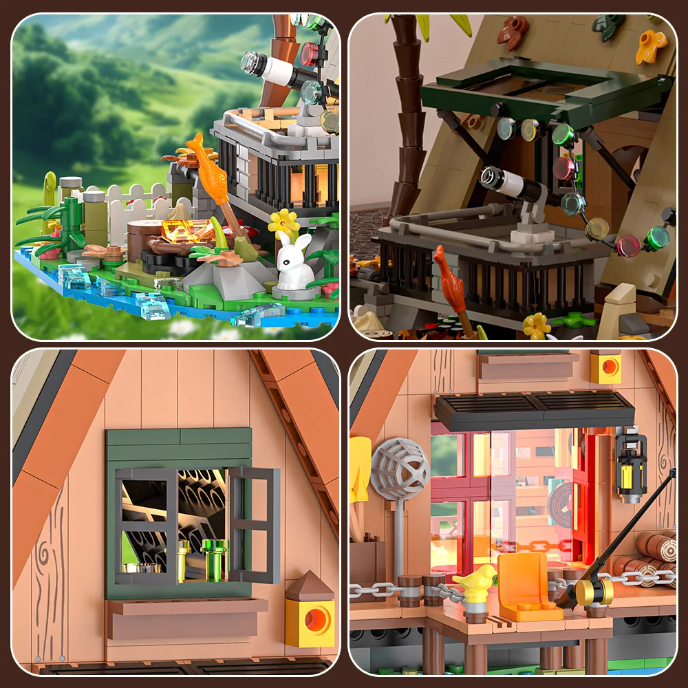 Ideas A-Frame Tree Cabin 1486PCS Collectible Display Set Buildable Kit Building blocks for Nature Lovers Adults Kids Gift