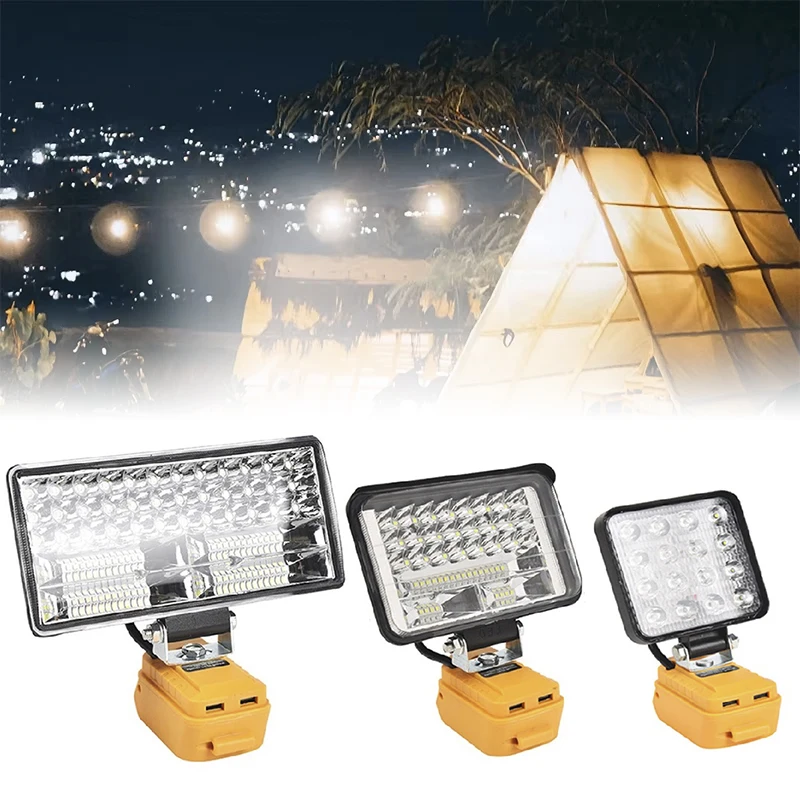 Lampe de travail LED portable avec ports de charge USB pour touristes, 20V Max Lithium Ion, 24.com pour l'éclairage