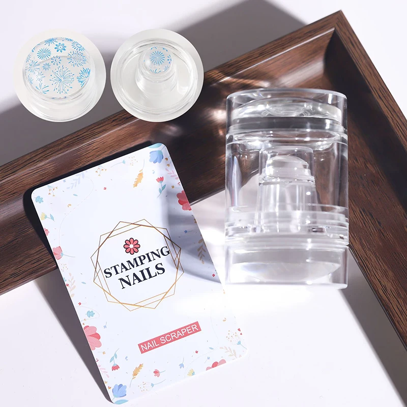 Jelly Silicone Scraper With Nail Stamper Cap Set Nail Templates Stamp For Stamping Polish Printing Manicure Nail Art Stamp Tool