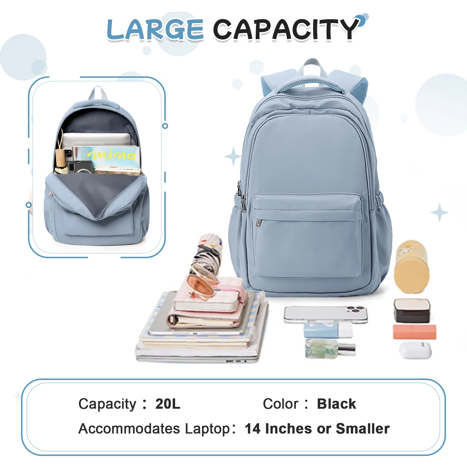 大容量バックパック 女の子 男の子用 - 耐久性のあるナイロ - School Backpack Teen のレビューと価格