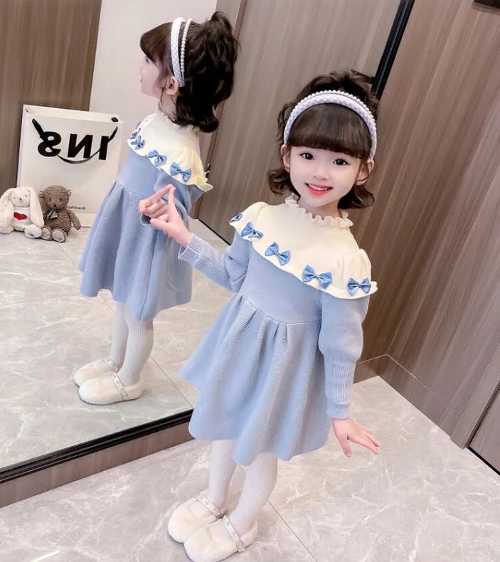 

Josaywin Children Clothes Dress for Girls Baby Long Sleeve Sweater Knit Girl Dress Winter Princess Party Wedding Kids Vestidos