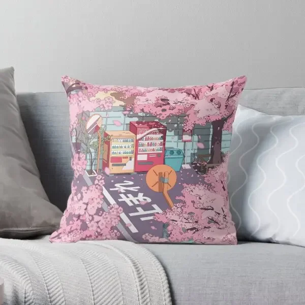 A Beautiful Aesthetic Tokyo Street And T  Printing Throw Pillow Cover Decorative Decor Square Pillows not include One Side