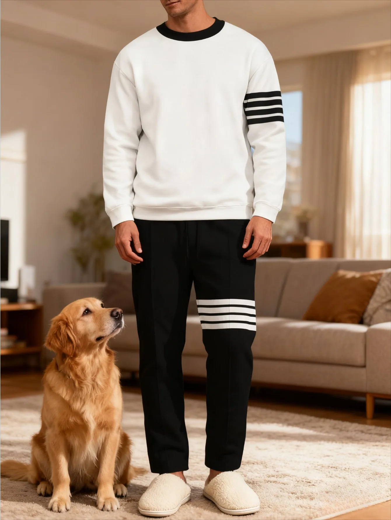 

Мужской повседневный комплект двойного назначения из 2 предметов для дома и улицы — универсальный крой + дышащий и приятный для кожи