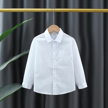 Spring And Autumn New White Long Sleeve Baby Boys' And Girls' Shirts, Soft And Comfortable Children'S Clothing For 90-180cm