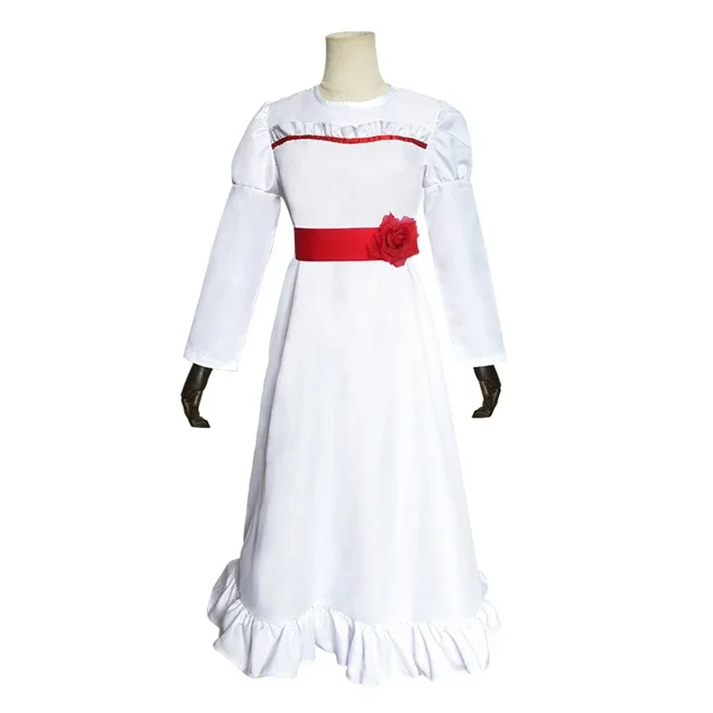 Movie ConjingDoll Annabelle dress Cosplay Costumes Ghost Doll White Princess Skirt Women Girls Kids Wig Hair Halloween