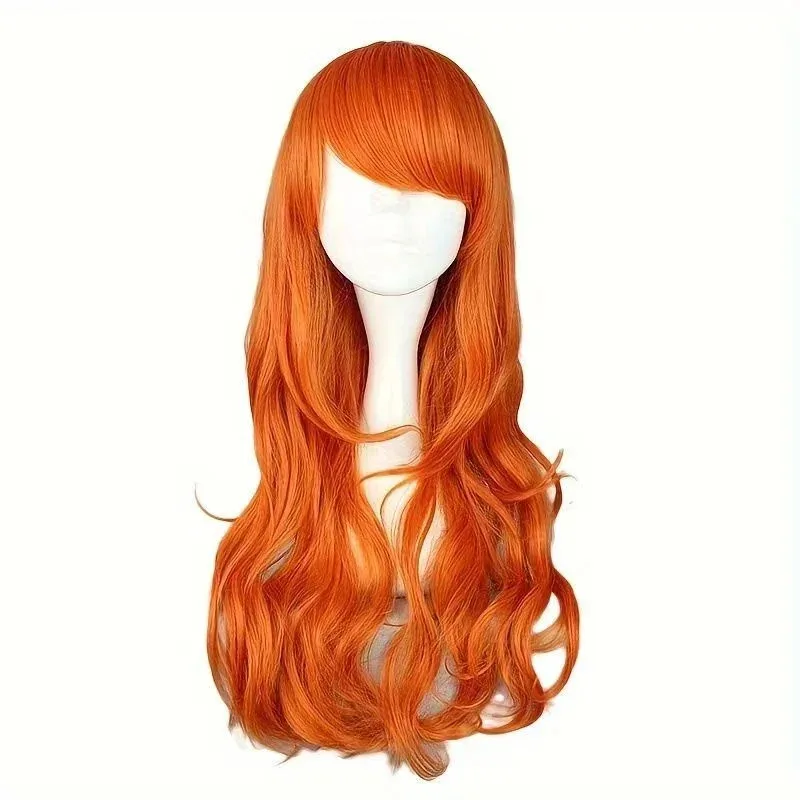

CyNami Cosplay Wig Orange Synthetic Long Curly Wig Anime Coser Cute Girl Heat Resistant Fiber High Quality Wig Halloween Party